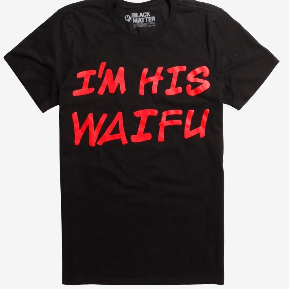 NWT Hot Topic Black Matter I'm His Waifu Men's Black Short Sleeve T-shirt MD